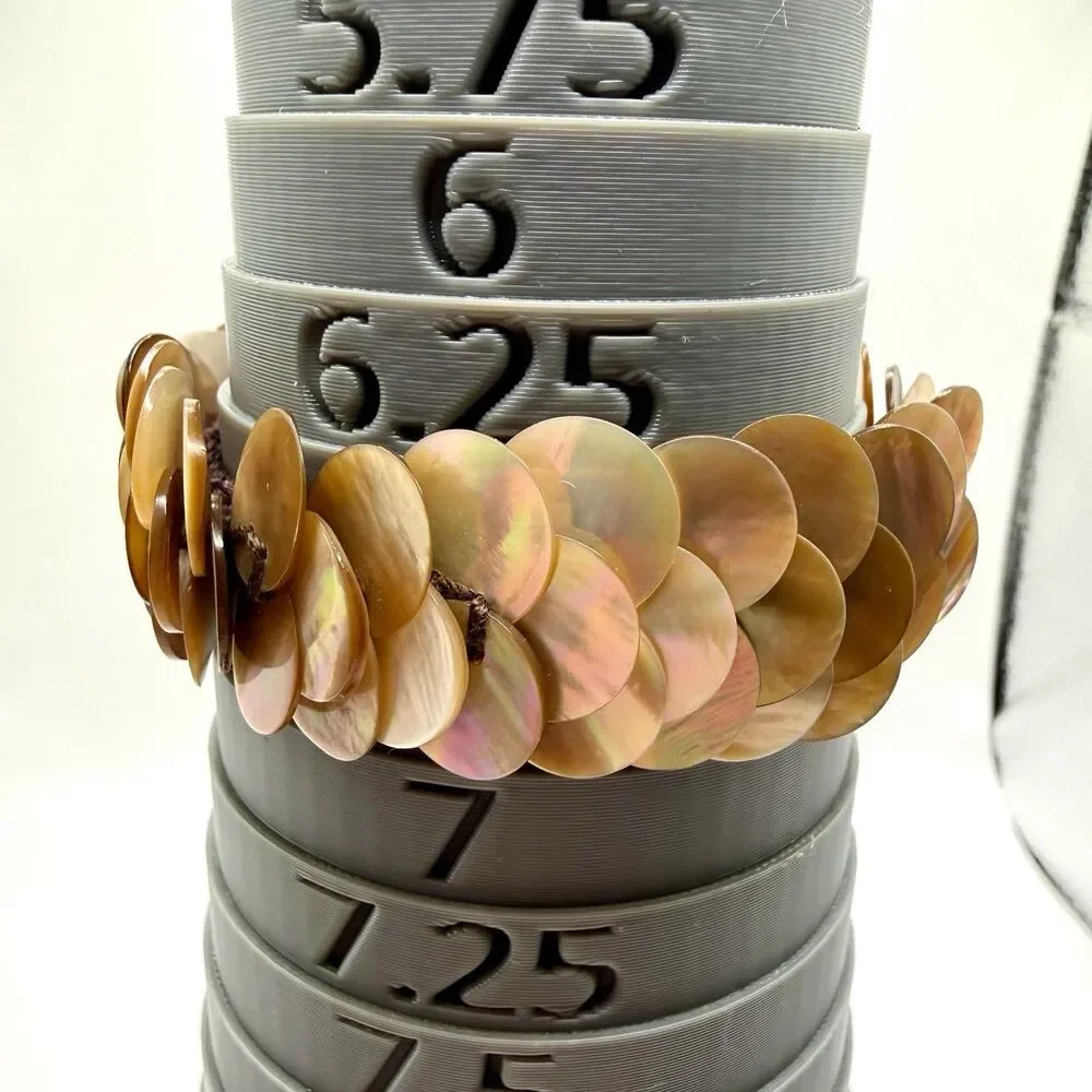 Mother of Pearl Shell Disc Bracelet Mermaid Boho Coastal Statement Iridescent